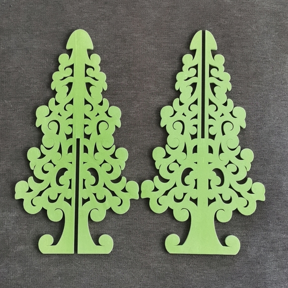2 Flocked Velvet Tree Silhouettes, Lime Green - Picture 3 of 3